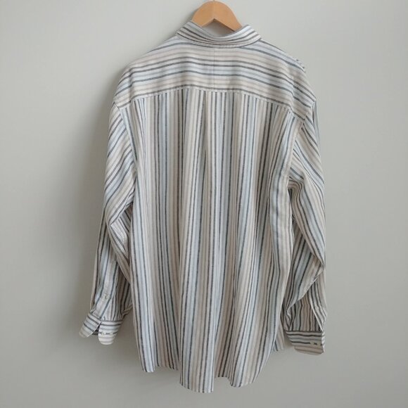 Jos A Bank 100% heavy linen striped button down Mens shirt - Picture 9 of 16
